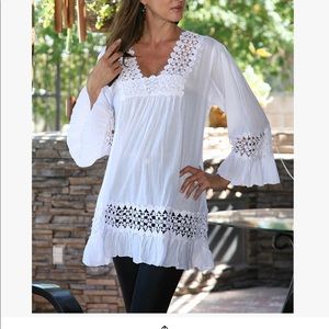 White cut out peasant tunic